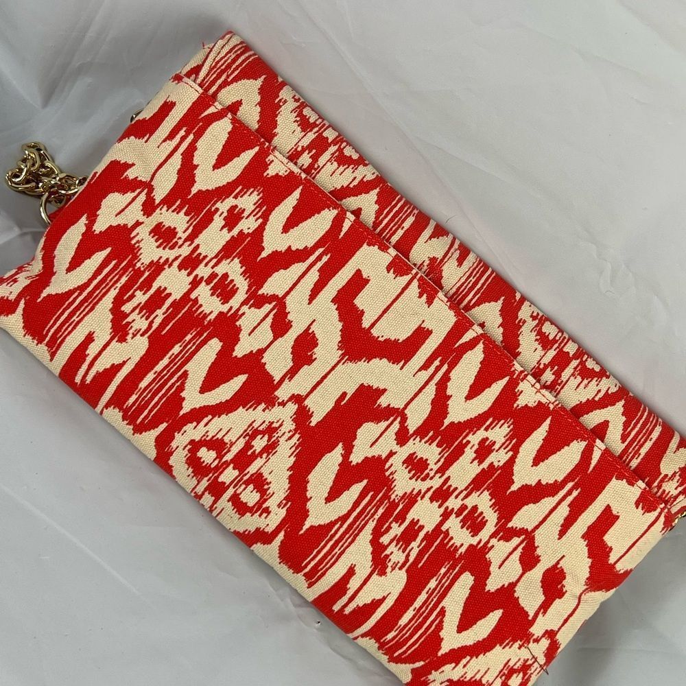 Chico’s orange/white chain flap bamboo turn lock clutch shoulder bag purse NEW - Picture 6 of 11